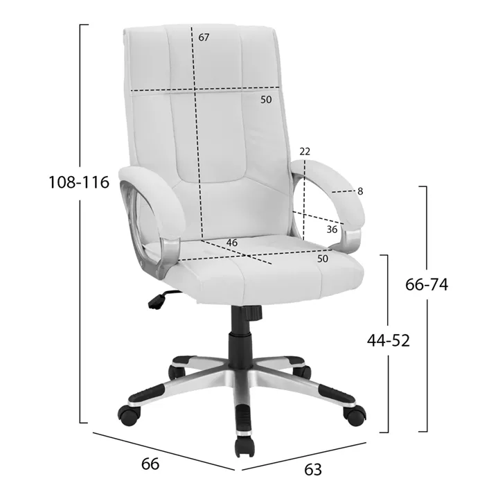 Office Chair HM1092.02 White 63x66x116cm