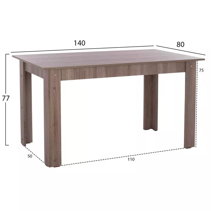 KITCHEN TABLE KELVIN HM2429.05, ASH GREY, 140x80x77