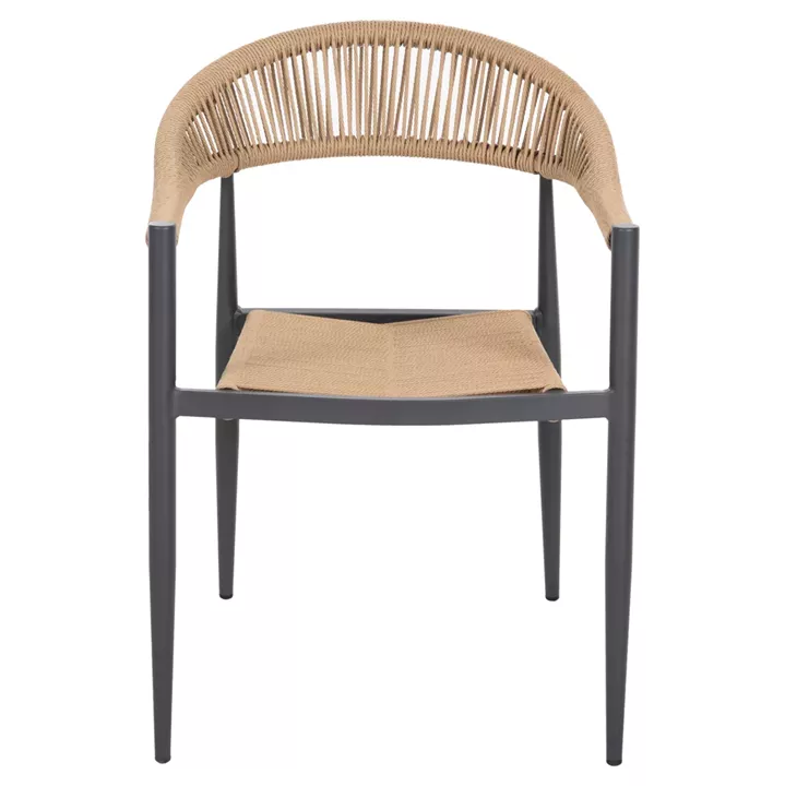 ARMCHAIR ALUMINUM GRET HM5854.02 CHARCOAL GREY ALUMINUM-BEIGE PE RATTAN 56x55,5x78Η