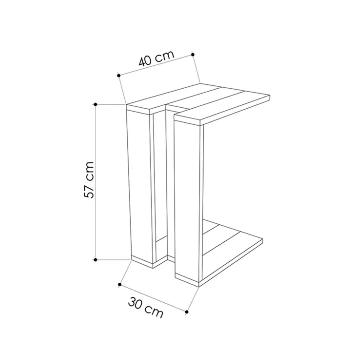 End table Muju pakoworld Antracite - Light mocha- Antique White 40x30x57cm