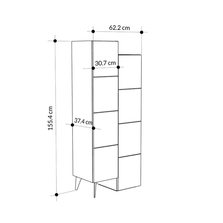 Ντουλάπι-στήλη Romane pakoworld μόκα 62.2x37.4x155.4εκ