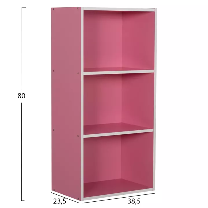 WALL SHELF RACK CUBICON HM9941.06 MELAMINE IN PINK-WHITE 38,5x23,5x80Hcm.