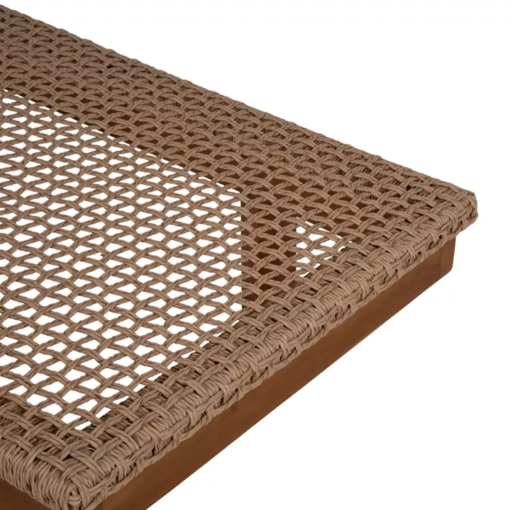 ΞΑΠΛΩΣΤΡΑ PATRON HM5993 TEAK ΞΥΛΟ ΚΑΙ ΣΧΟΙΝΙ VIRO ΣΕ ΠΛΕΞΗ WICKER 191x65x86Yεκ.