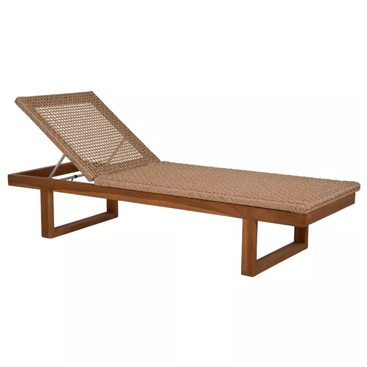 ΞΑΠΛΩΣΤΡΑ PATRON HM5993 TEAK ΞΥΛΟ ΚΑΙ ΣΧΟΙΝΙ VIRO ΣΕ ΠΛΕΞΗ WICKER 191x65x86Yεκ.