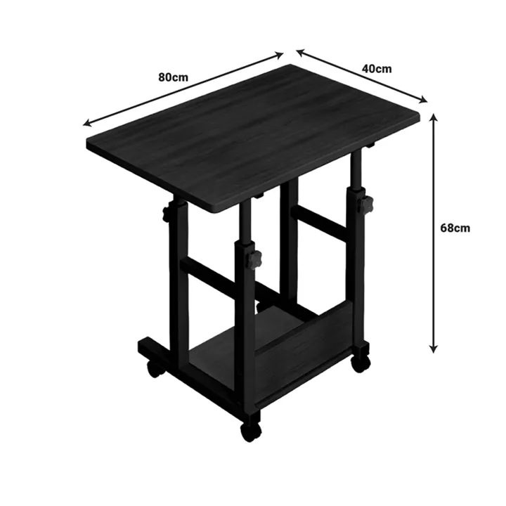 Mobile desk Stolu I pakoworld mdf-metal in dark oak color 80x40x68cm