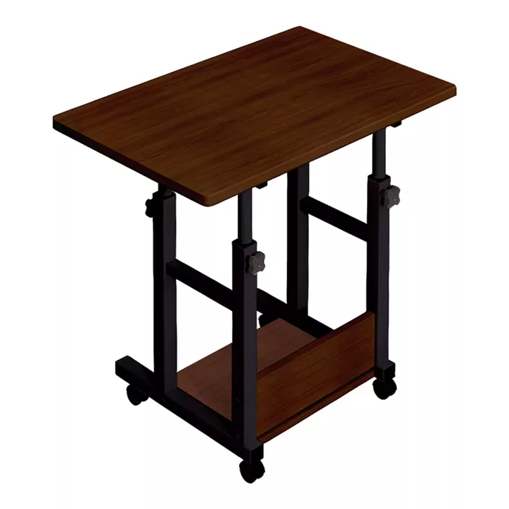 Mobile desk Stolu I pakoworld mdf-metal in dark oak color 80x40x68cm