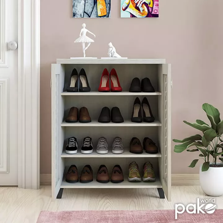 Shoe cabinet MANTAM pakoworld 12 pairs white-grey 78x40x92 cm