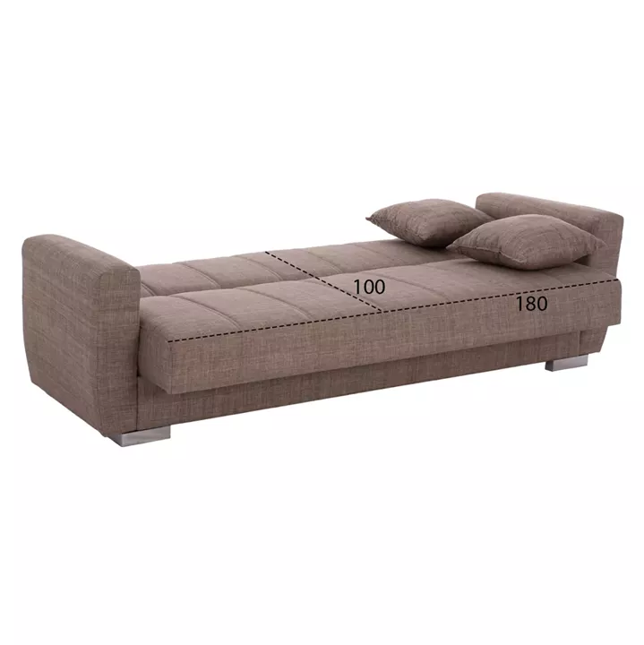 ΗΜ3240.02- 215x80x77cm, 3-seater sofabed, beige