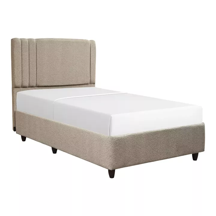 Bed with storage space Lineo pakoworld single boucle in beige shade 120x200cm