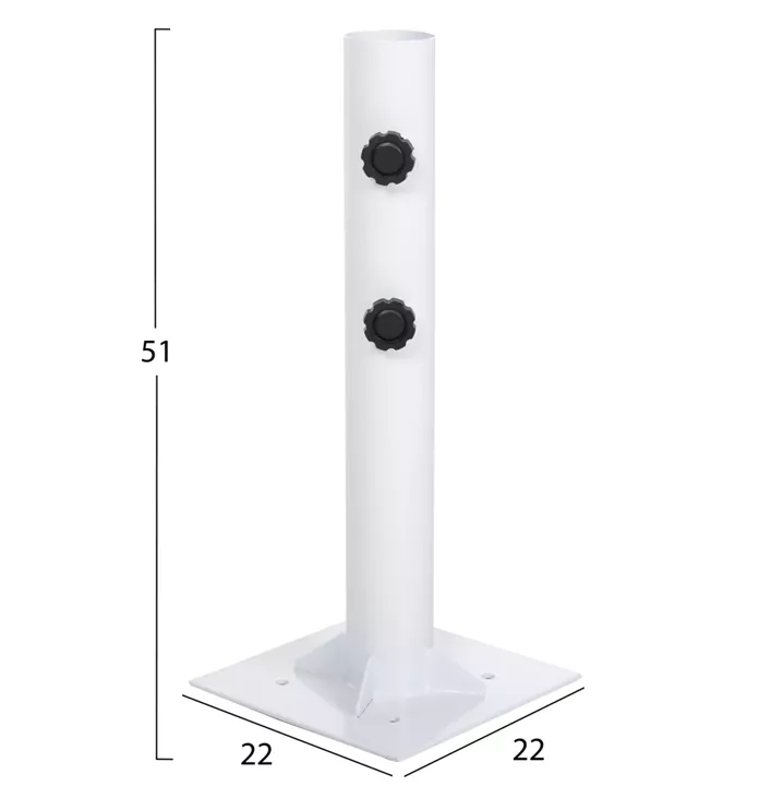 UMBRELLA BASE Φ60mm x 51Hcm.METAL GROUND BOLT FOR POLE UP TO Φ60mm FB96011 WHITE