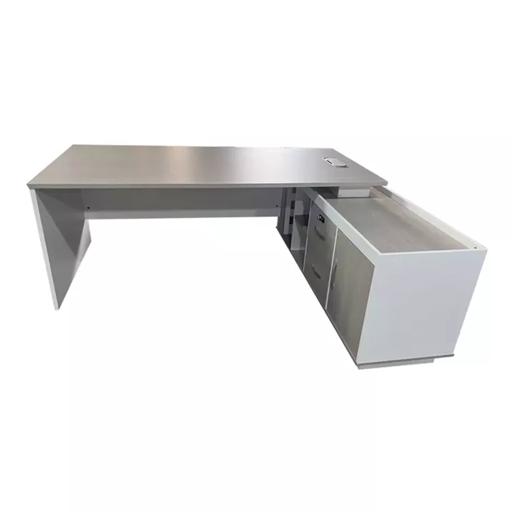 Professional work corner desk Armadi pakoworld gray-white 200x90x75cm