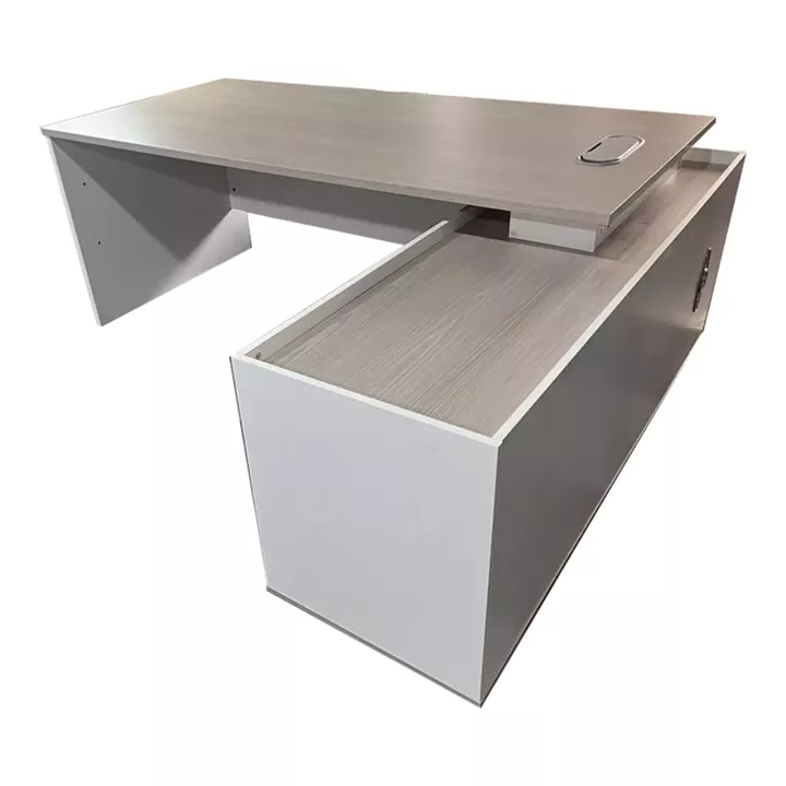 Professional work corner desk Armadi pakoworld gray-white 200x90x75cm