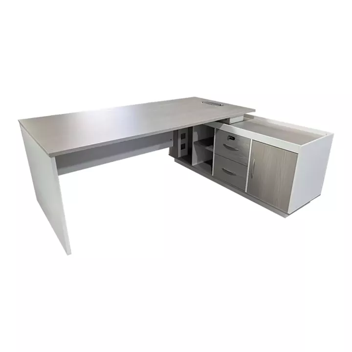 Professional work corner desk Armadi pakoworld gray-white 200x90x75cm