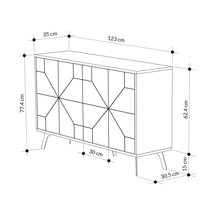 Μπουφές Dune pakoworld σε καρυδί απόχρωση 123x35x77.4εκ