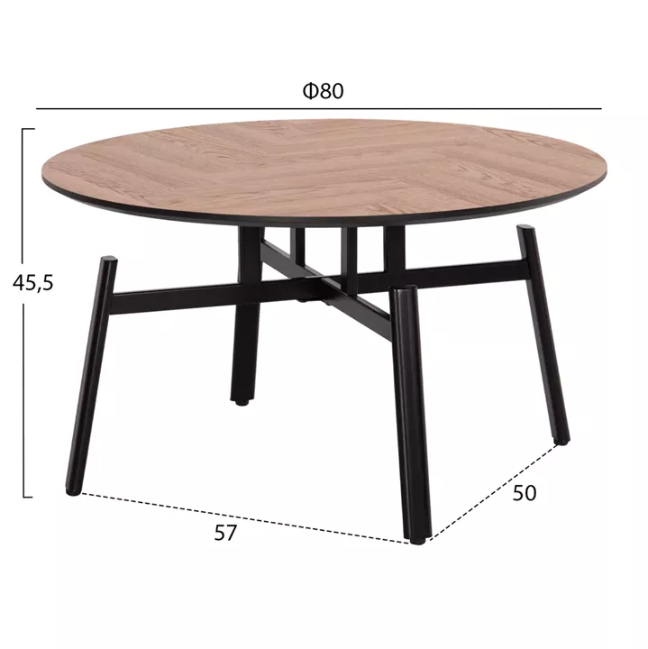 ΣΕΤ 2ΤΜΧ ΤΡΑΠΕΖΙΑ ΣΑΛΟΝΙΟΥ NORTON HM21088 MDF-ΜΕΤΑΛΛΟ Φ80εκ & Φ45εκ