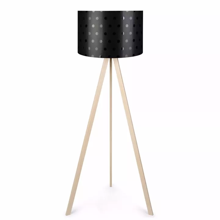 Floor lamp PWL-1060 pakoworld Ε27 natural-black dots D38x140cm