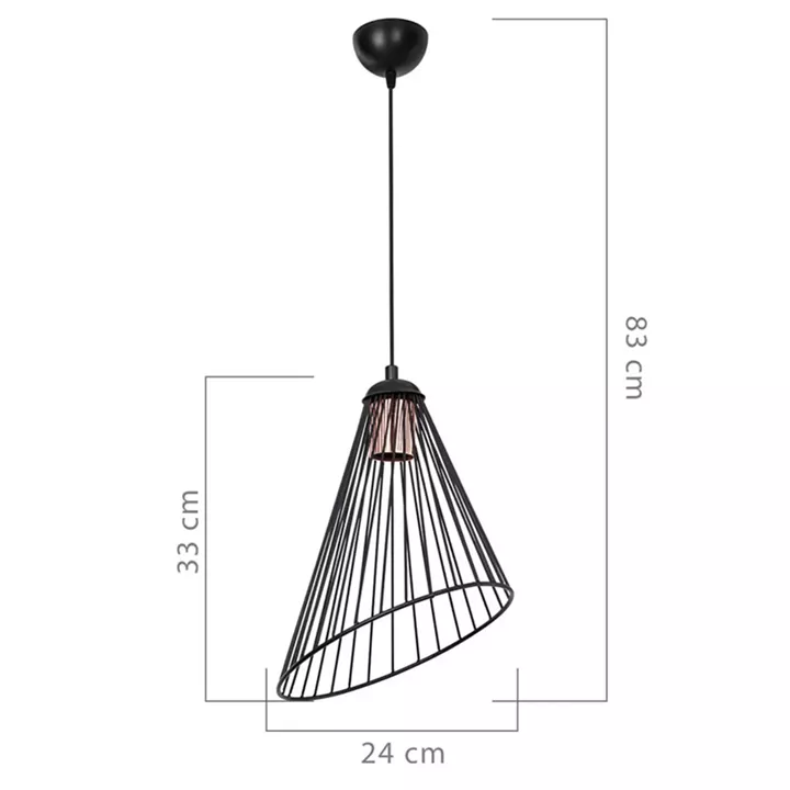 Ceiling light PWL-1192 pakoworld Ε27 black metal D24x83cm