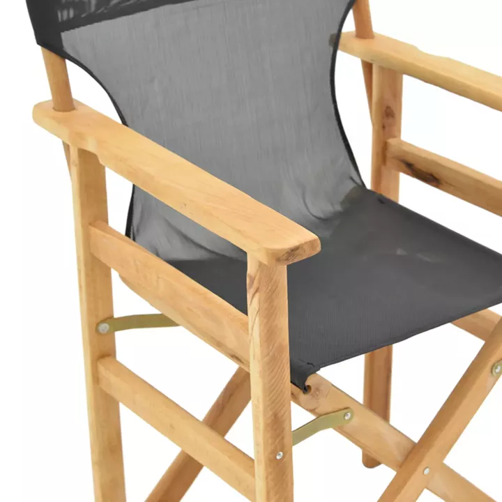 Kompa pakoworld director's chair, solid beech wood, natural - Nexus dark black fabric