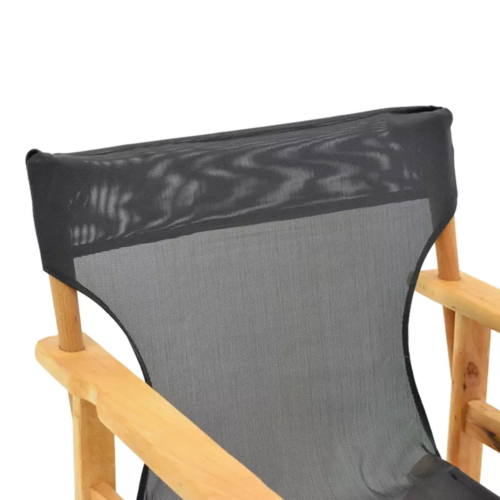 Kompa pakoworld director's chair, solid beech wood, natural - Nexus dark black fabric