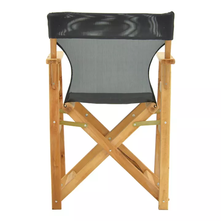 Kompa pakoworld director's chair, solid beech wood, natural - Nexus dark black fabric