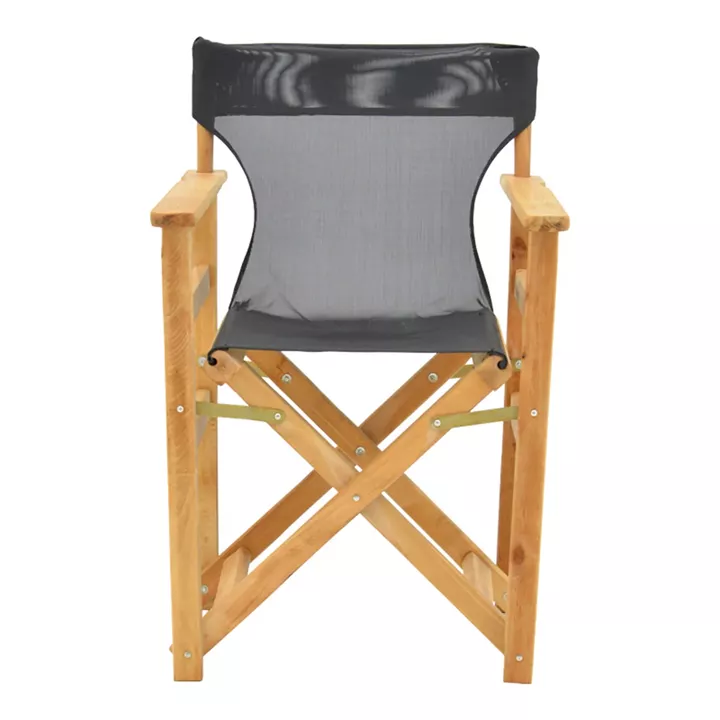 Kompa pakoworld director's chair, solid beech wood, natural - Nexus dark black fabric