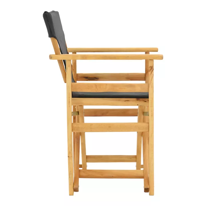 Kompa pakoworld director's chair, solid beech wood, natural - Nexus dark black fabric