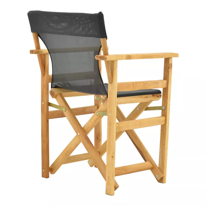 Kompa pakoworld director's chair, solid beech wood, natural - Nexus dark black fabric