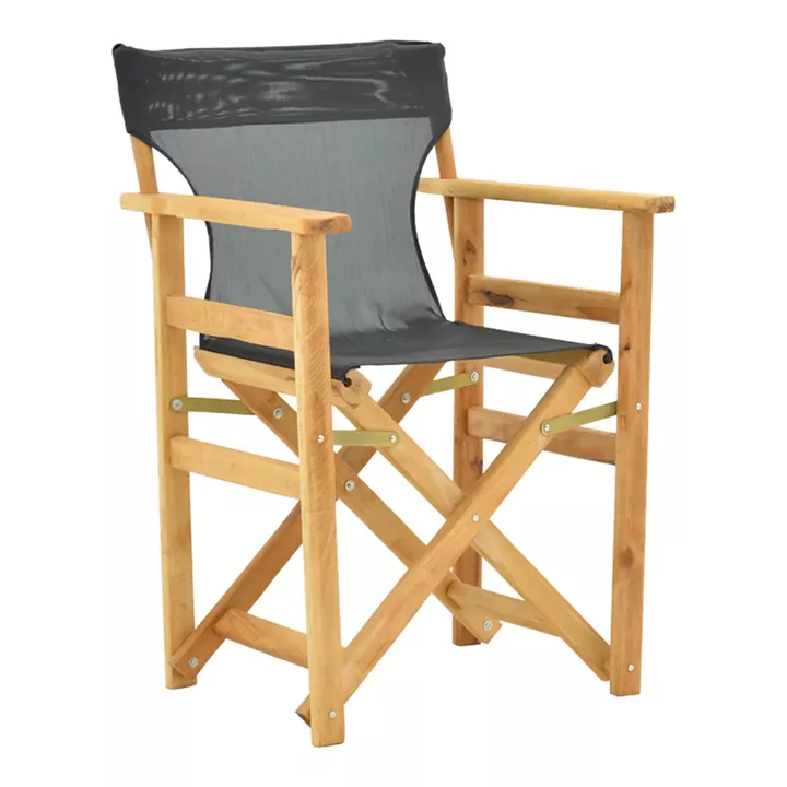 Kompa pakoworld director's chair, solid beech wood, natural - Nexus dark black fabric