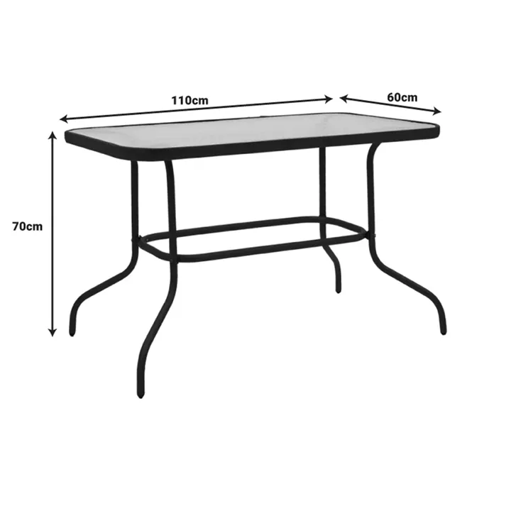 Valor pakoworld table metal black-glass 110x60x70cm