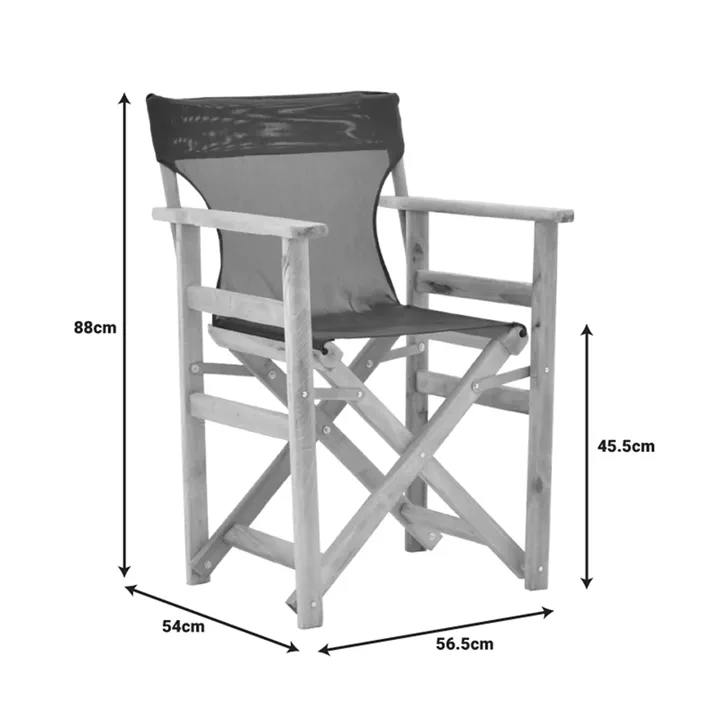 Kompa pakoworld director's chair, solid beech wood, natural - Nexus ecrou fabric