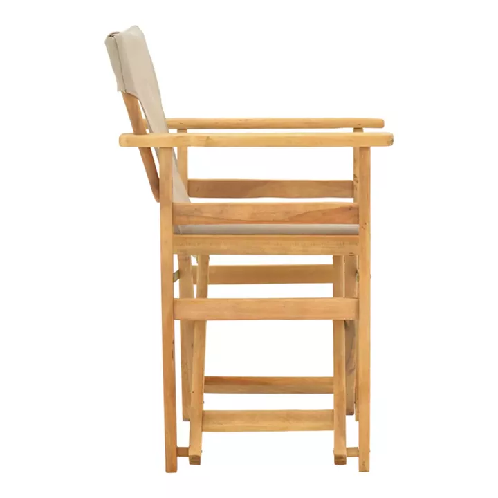 Kompa pakoworld director's chair, solid beech wood, natural - Nexus dark taupe fabric