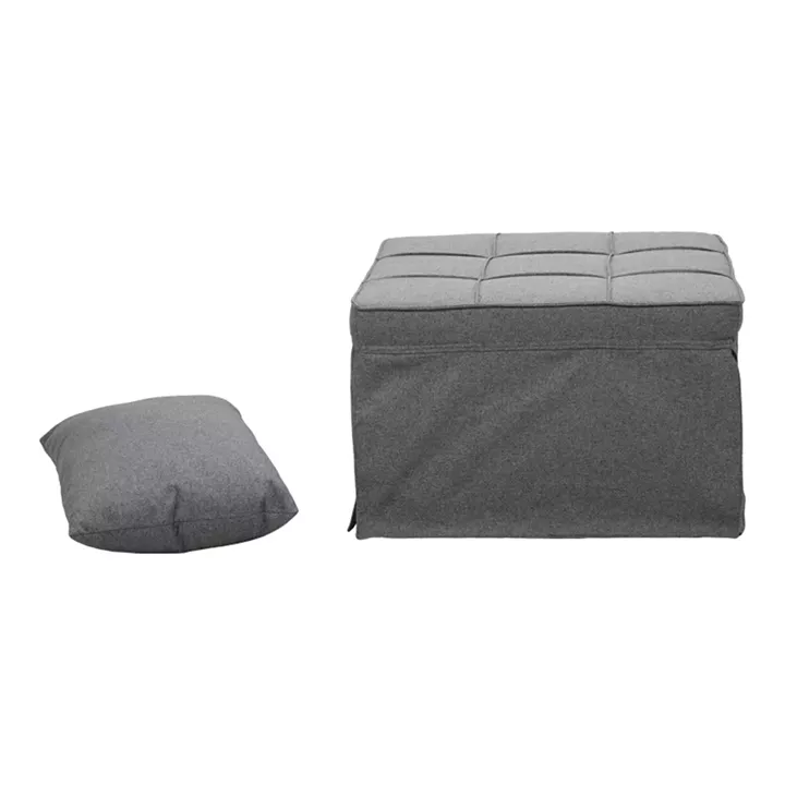 Armchair-bed Grejio pakoworld fabric in grey shade and black metal leg 70x70x45cm