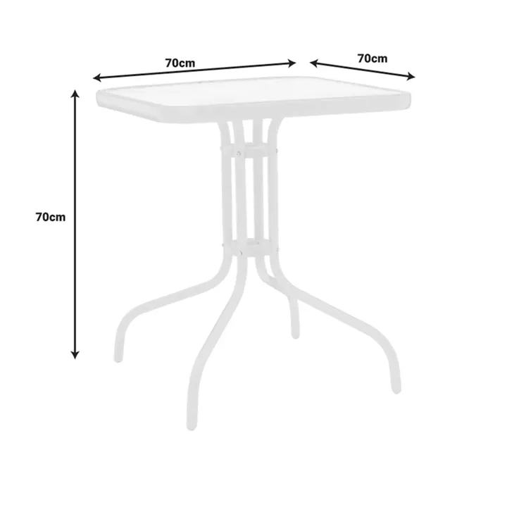 Watson pakoworld table metal white-glass 70x70x70cm