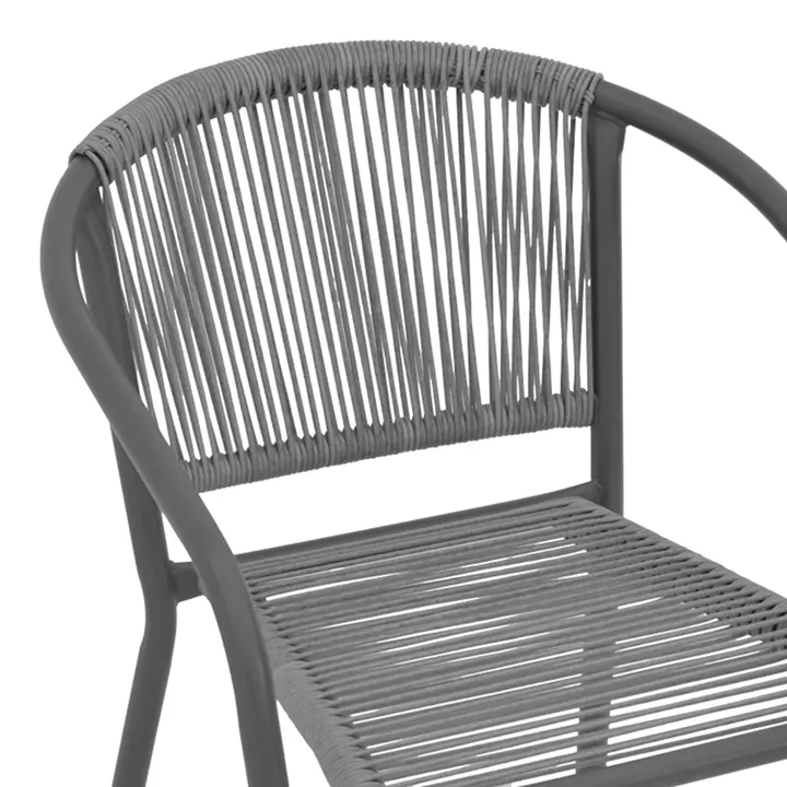 Lindaria pakoworld stackable metal-pe rattan armchair in dark grey color 54x63x74cm