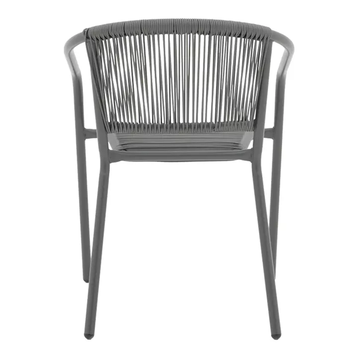 Lindaria pakoworld stackable metal-pe rattan armchair in dark grey color 54x63x74cm