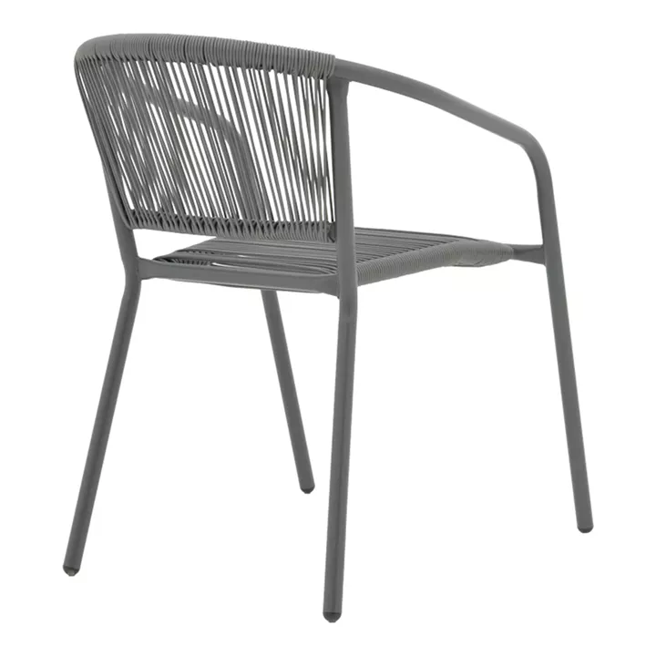 Lindaria pakoworld stackable metal-pe rattan armchair in dark grey color 54x63x74cm