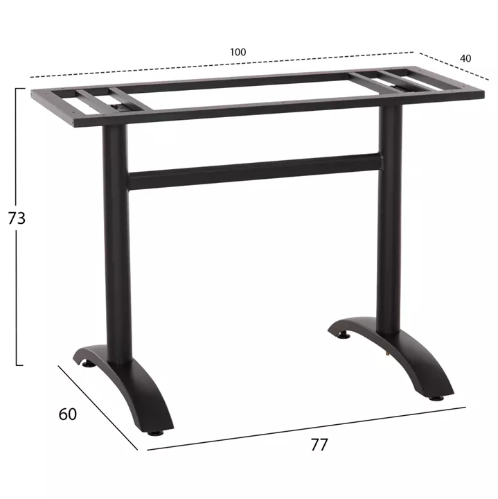 BASE FOR TABLE HM461.11 METAL DOUBLE IN MATTE BLACK WITH HEIGHT ADJUSTERS 100Χ40Χ73Hcm.