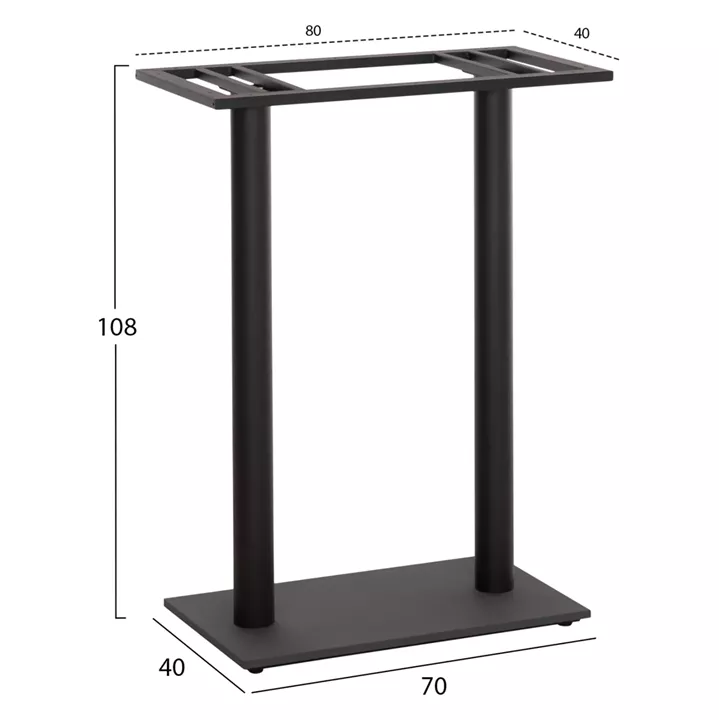 BASE FOR BAR TABLE HM480.01 TWO LEGS-METAL IN BLACK COLOR 80x40x108Hcm.