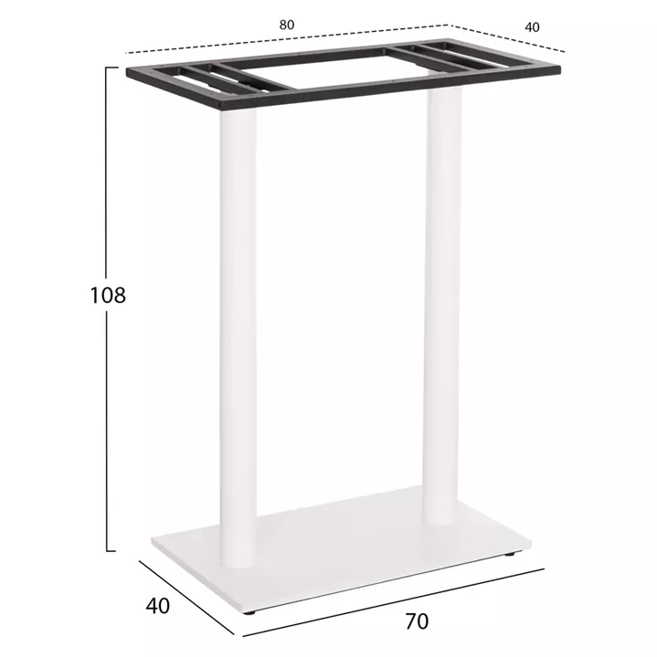 BASE FOR BAR TABLE HM480.02 TWO LEGS-METAL IN WHITE MATTE COLOR 80x40x108Hcm.