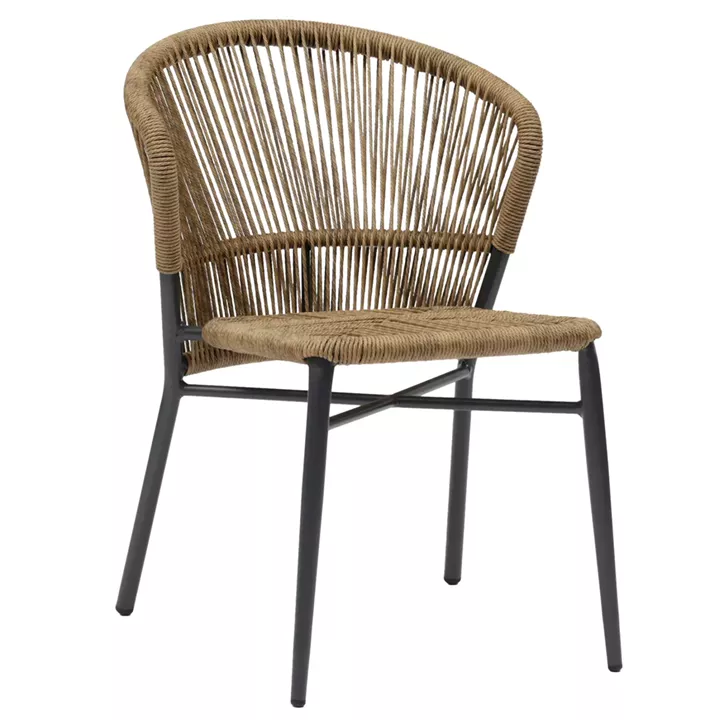 ALUMINUM CHAIR LYNN HM6267.01 ANTHRACITE FRAME-P.E. RATTAN IN NATURAL COLOR 61x55x77Hcm.