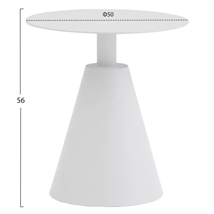 OUTDOOR ROUND SIDE TABLE SERA HM6270.02 ALUMINUM IN WHITE Φ50x56Hcm.