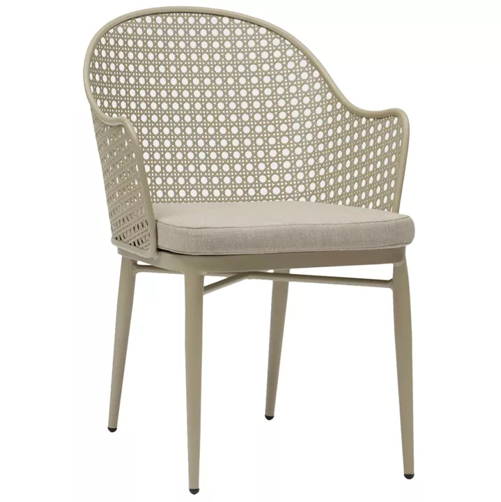 ALUMINUM ARMCHAIR OREGO HM6268.03 CAPPUCCINO-CUSHION BEIGE 58x55x83Hcm.