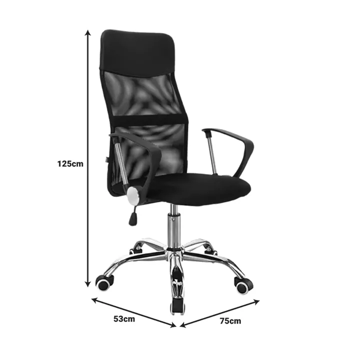 Office chair Joel II pakoworld fabric mesh in black shade 75x53x115-125cm