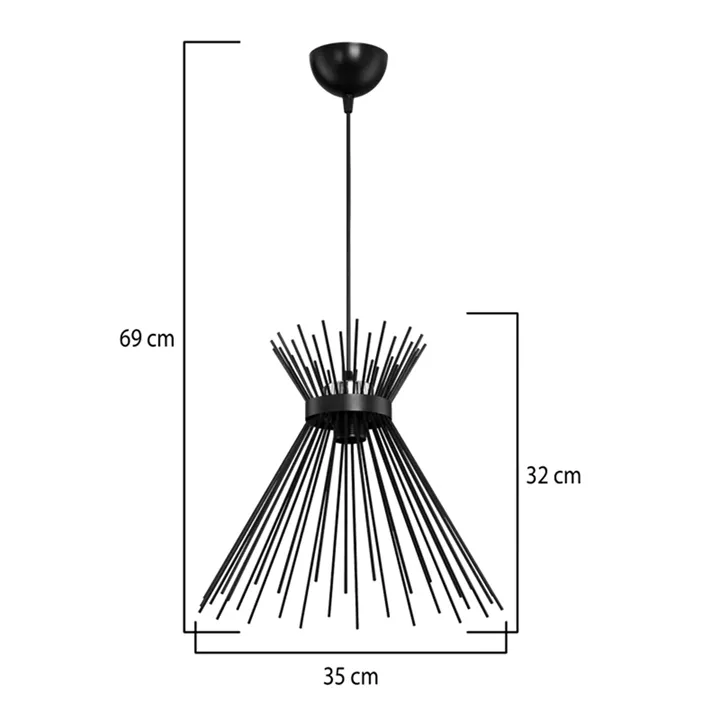 Single-light ceiling lamp Candle pakoworld E27 metal in black shade Φ20x33cm