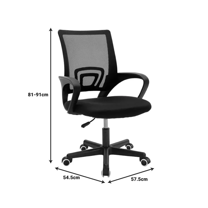 Berto II pakoworld office chair with mesh fabric in black shade 57.5x54.5x81-91cm