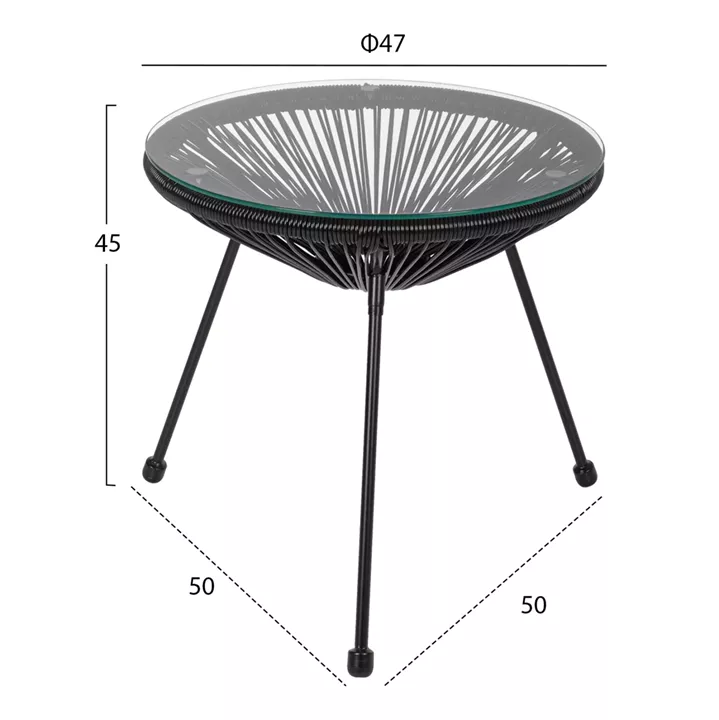 ΣΕΤ ΕΞΩΤΕΡΙΚΟΥ ΧΩΡΟΥ 3ΤΜΧ ACAPULCO HM21101 TWISTED WICKER-ΜΕΤΑΛΛΟ ΣΕ ΜΑΥΡΟ