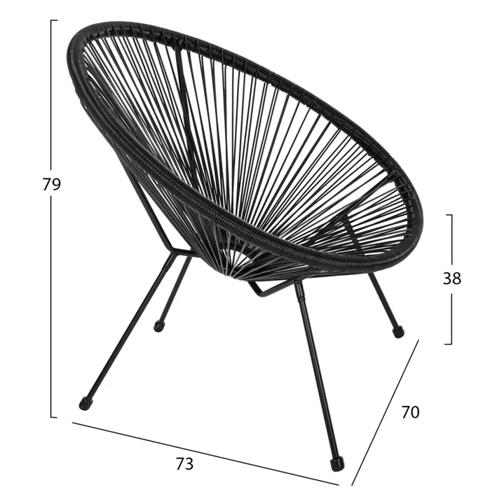 ΣΕΤ ΕΞΩΤΕΡΙΚΟΥ ΧΩΡΟΥ 3ΤΜΧ ACAPULCO HM21101 TWISTED WICKER-ΜΕΤΑΛΛΟ ΣΕ ΜΑΥΡΟ