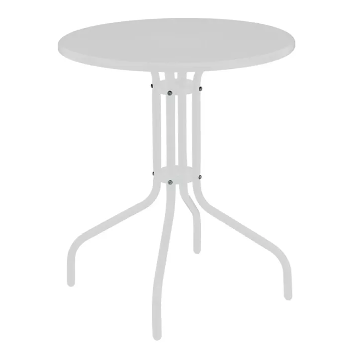 Table Vergo pakoworld white metal D60x70cm