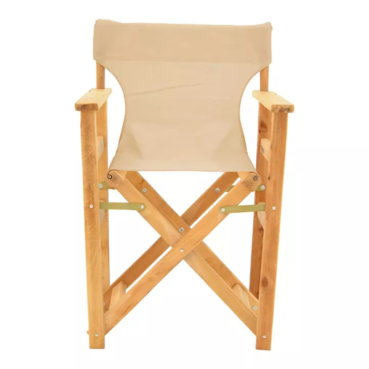 Kompa pakoworld director's chair, solid beech wood, natural - Nexus beige fabric