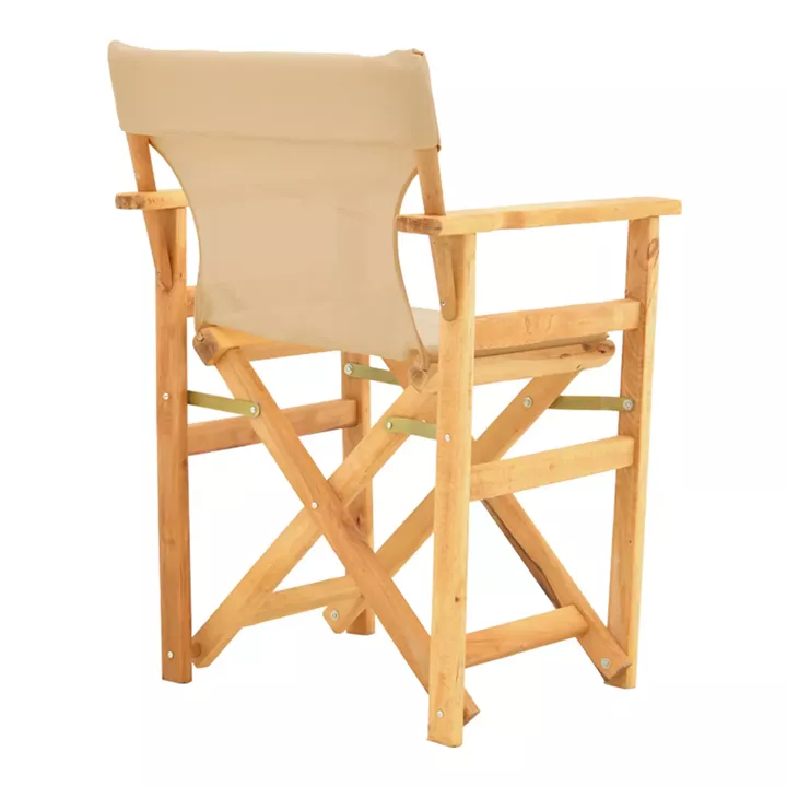 Kompa pakoworld director's chair, solid beech wood, natural - Nexus beige fabric